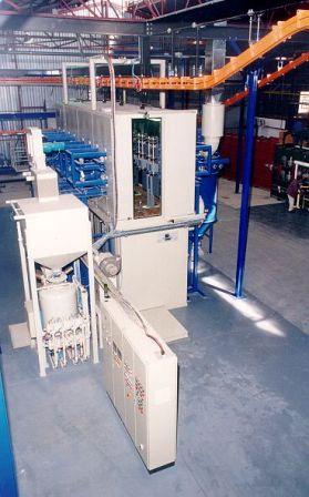 Online shotblasting machine for boilers