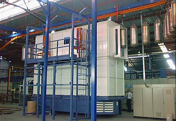 Powder enameling system for boilers